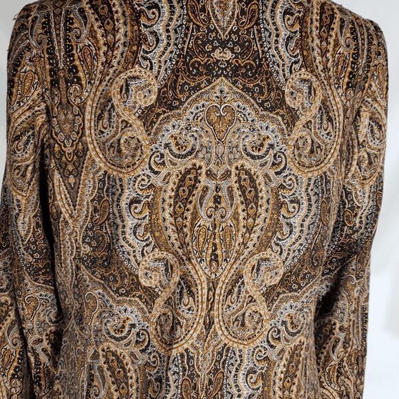Covington BOHO One-Button Brown Orange Paisley Print Jacket Blazer Size LG - Picture 5 of 8